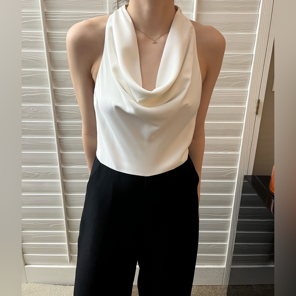 Ted Baker Cowl Neck Wide Leg Jumpsuit, Black/White